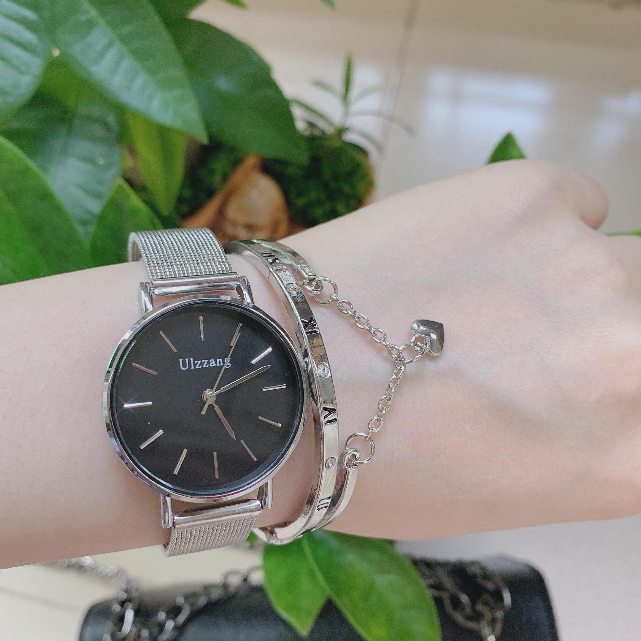 Đồng Hồ Nữ ULZZANG Dây Kim Loại  Thiết Kế Đơn Giản Sang Trọng