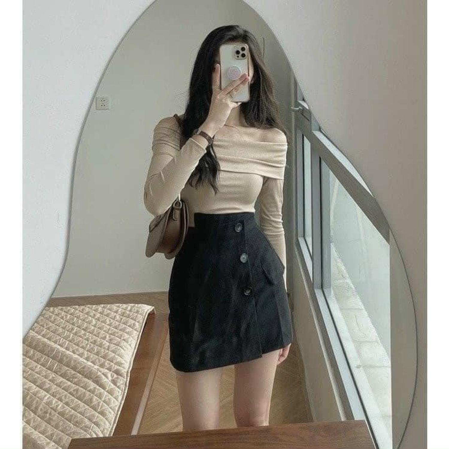 Set áo + chân váy nhung bigsize kèm ảnh thật