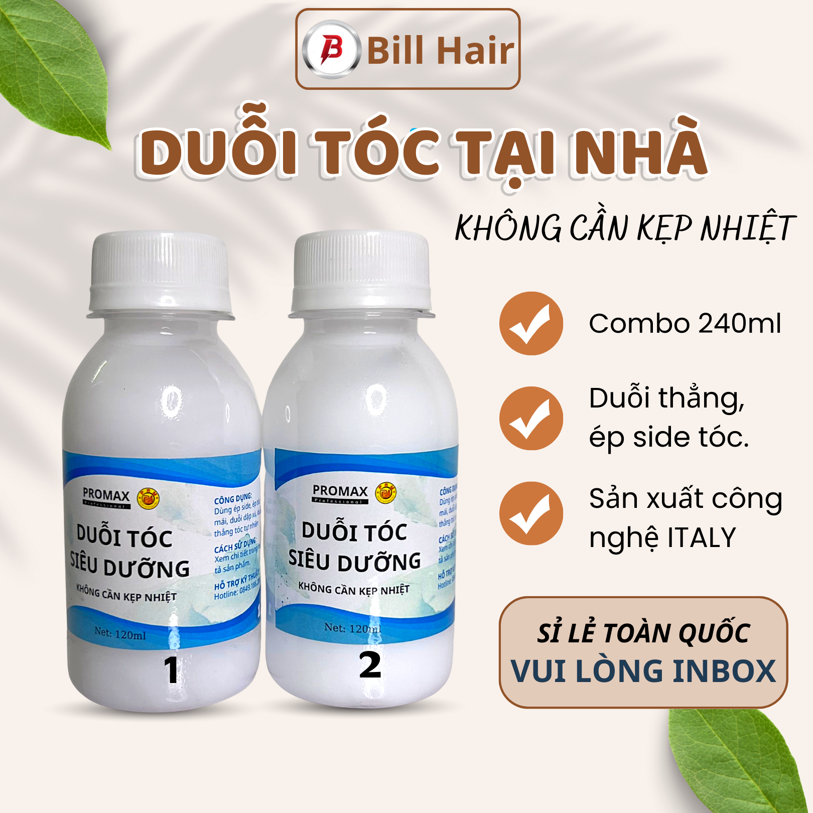 Thuốc duỗi tóc tại nhà không cần kẹp nhiệt thuốc ép Side tóc PRM siêu dưỡng giúp chống hư tổn tóc | Bill Hair Billhair