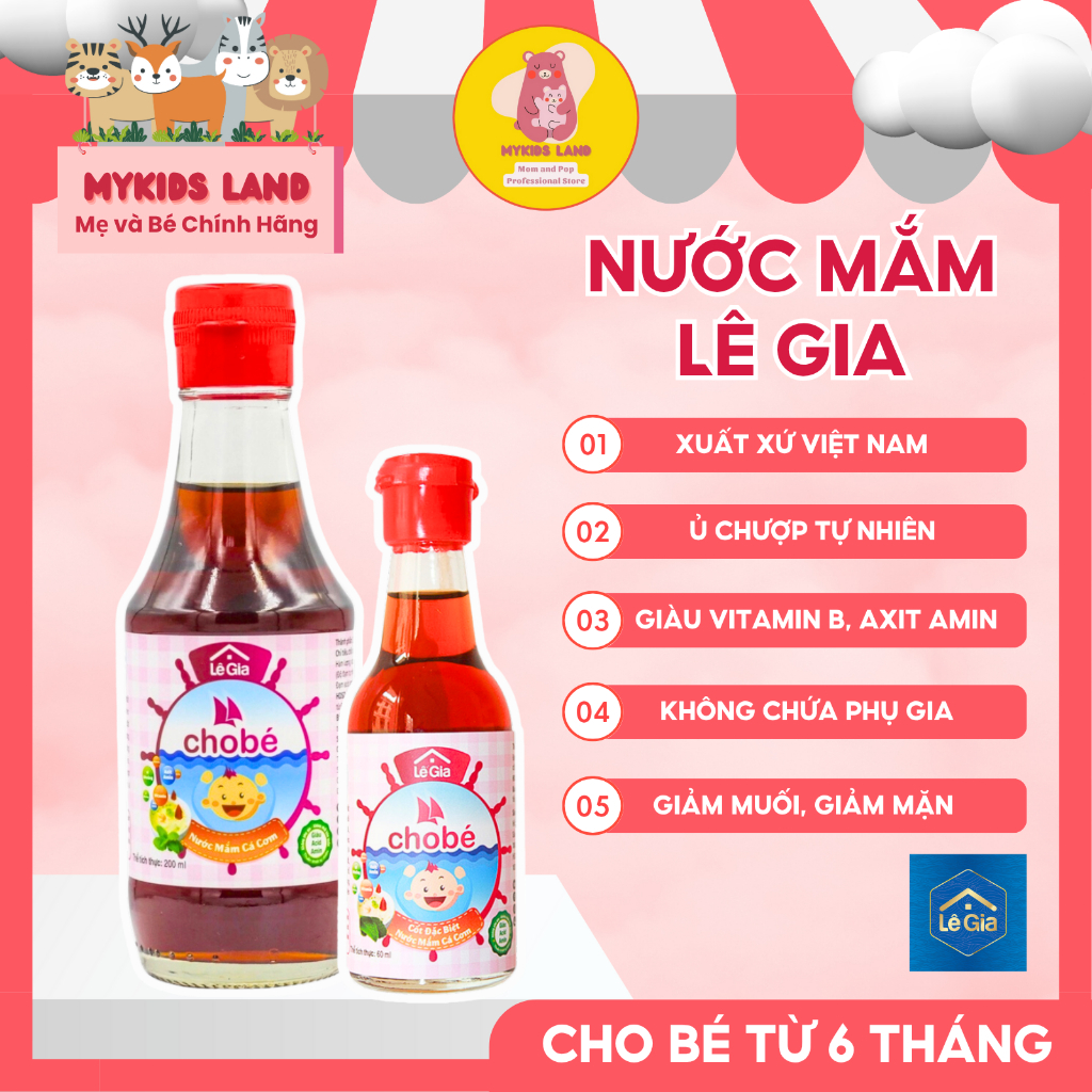  Nước Mắm LÊ GIA Cho Bé Ăn Dặm Chiết Xuất Cá Cơm - Giảm Mặn Chai Nhỏ 60ml   Lớn 200ml 