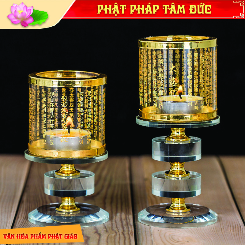 Chân đèn đốt nến khắc chú đại bi, bát nhã tâm kinh, chân nến bơ cao cấp mẫu mới - Nhiều kích cỡ, gia công tinh xảo