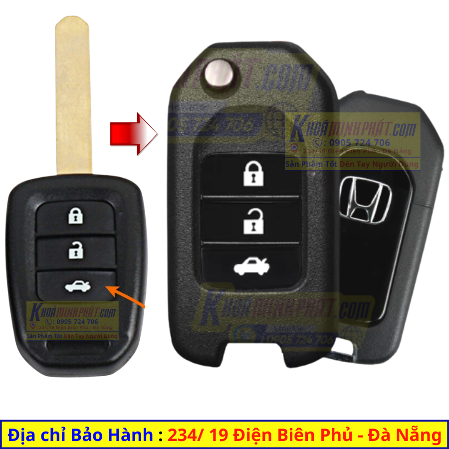 Vỏ chìa khoá xe honda city, brio v33