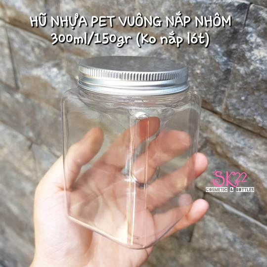 [MUA 10 TẶNG 1] Set 10 HŨ NHỰA PET VUÔNG NẮP NHÔM 300ml/150gr (Ko nắp lót)