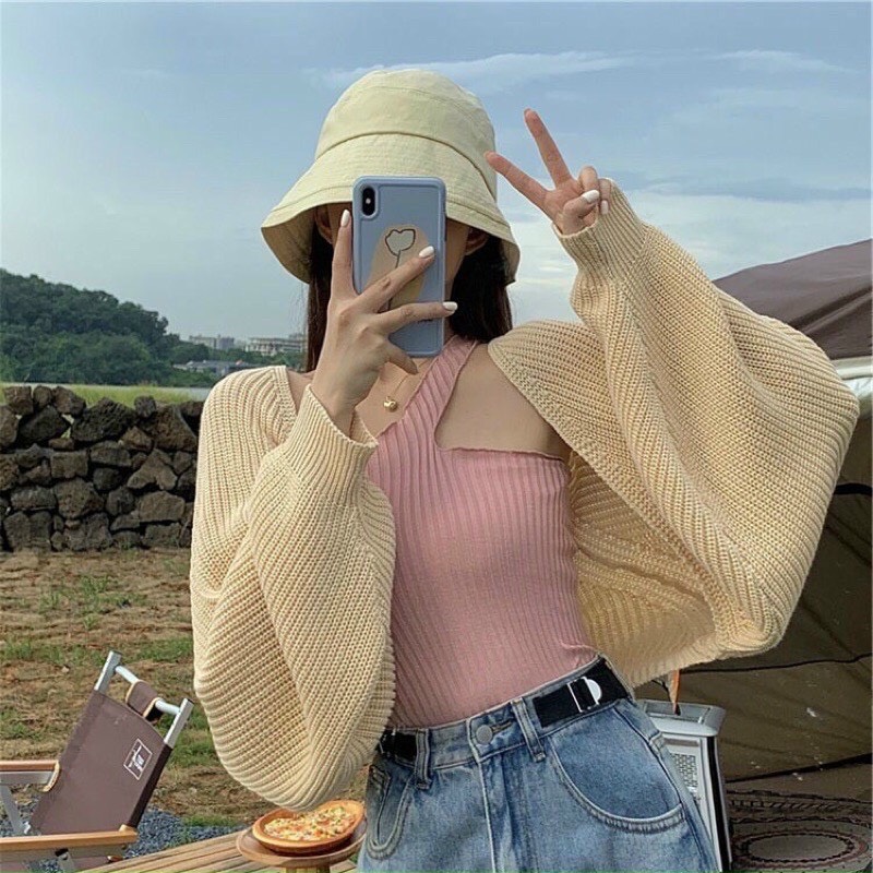 Áo Choàng Khoác Len Blackpink Dáng Croptop Sành Điệu