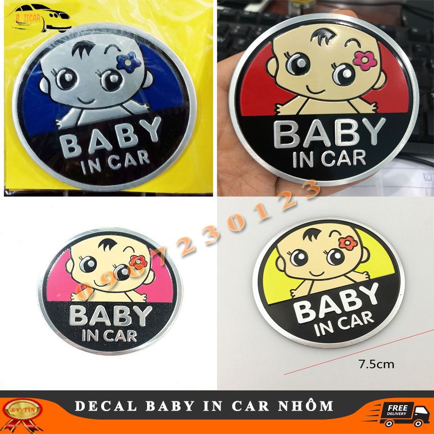 Tem Xe Ô Tô Baby In Car Bằng Nhôm Siêu Dễ Thương