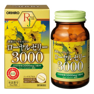 VIÊN UỐNG SỮA ONG CHÚA ROYAL JELLY 3000MG LÀM CHẬM QUÁ TRÌNH LÃO HÓA ĐẸP DA ORIHIRO (HỘP 90 VIÊN) - HÀNG NỘI ĐỊA NHẬT