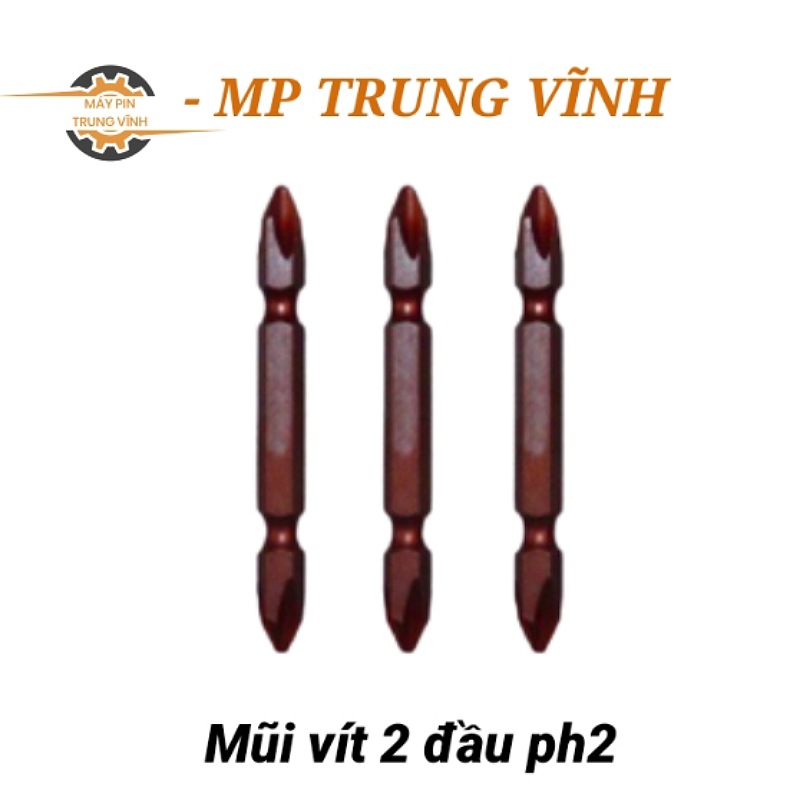 Mũi vít PH2 chất liệu thép S2 , mũi vít 2 đầu dài 65mm , đầu vít có nam châm tăng tính từ