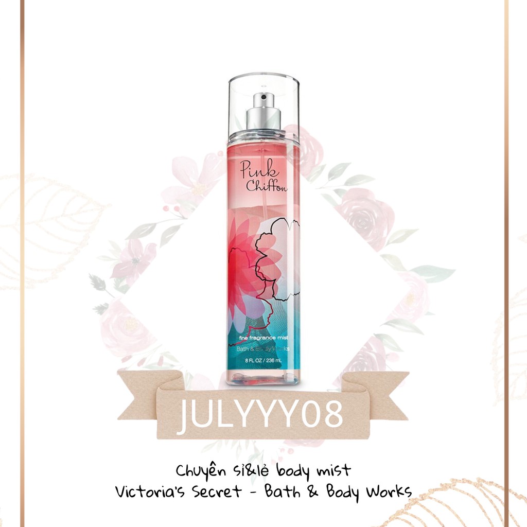 Xịt thơm có nhũ bath and body works pink chiffon +jɥƚÿ08+