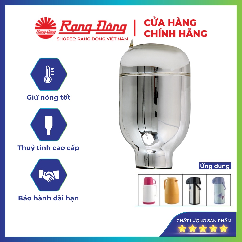Ruột phích 1,2lít/ 1,5lít/ 2,0 lít Rạng Đông, lõi bình thuỷ, chất liệu thuỷ tinh cao cấp