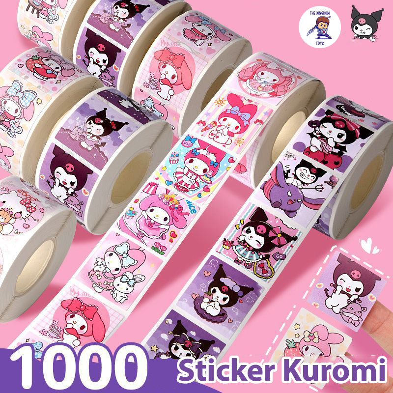 Cuộn 500 Sticker Kuromi Hello Kitty Shin Capybara Ngộ Nghĩnh Dễ Thương Sticker Cuộn Khen Thưởng