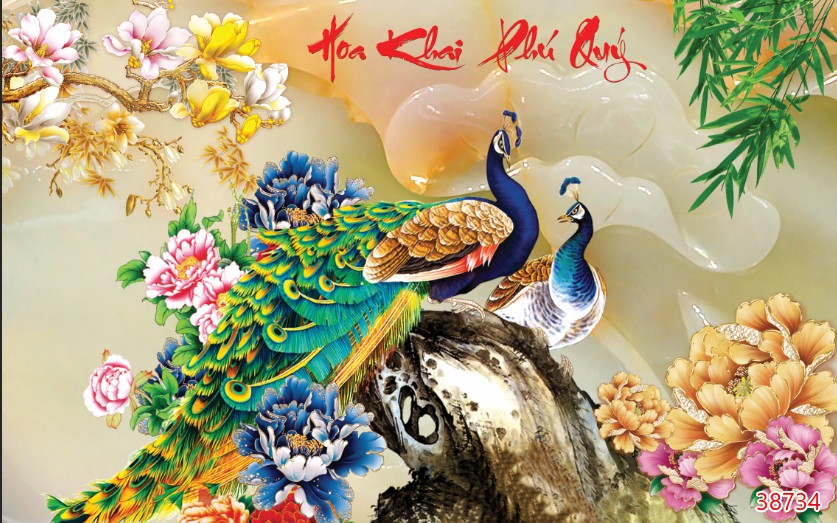 Tranh dán tường 3d công phượng trang trí phòng khách phòng ngủ hàng quán giá rẻ đẹp keo sẵn bóc dán PA