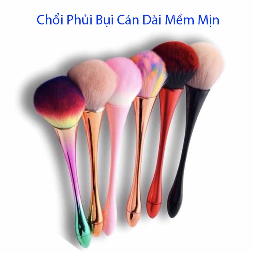 Chổi phủi bụi nail cán dài mềm mịn - Chổi phủi bụi nail đẹp Cán dài sang chảnh,cọ phủi bụi nail, Chổi phủi bụi móng