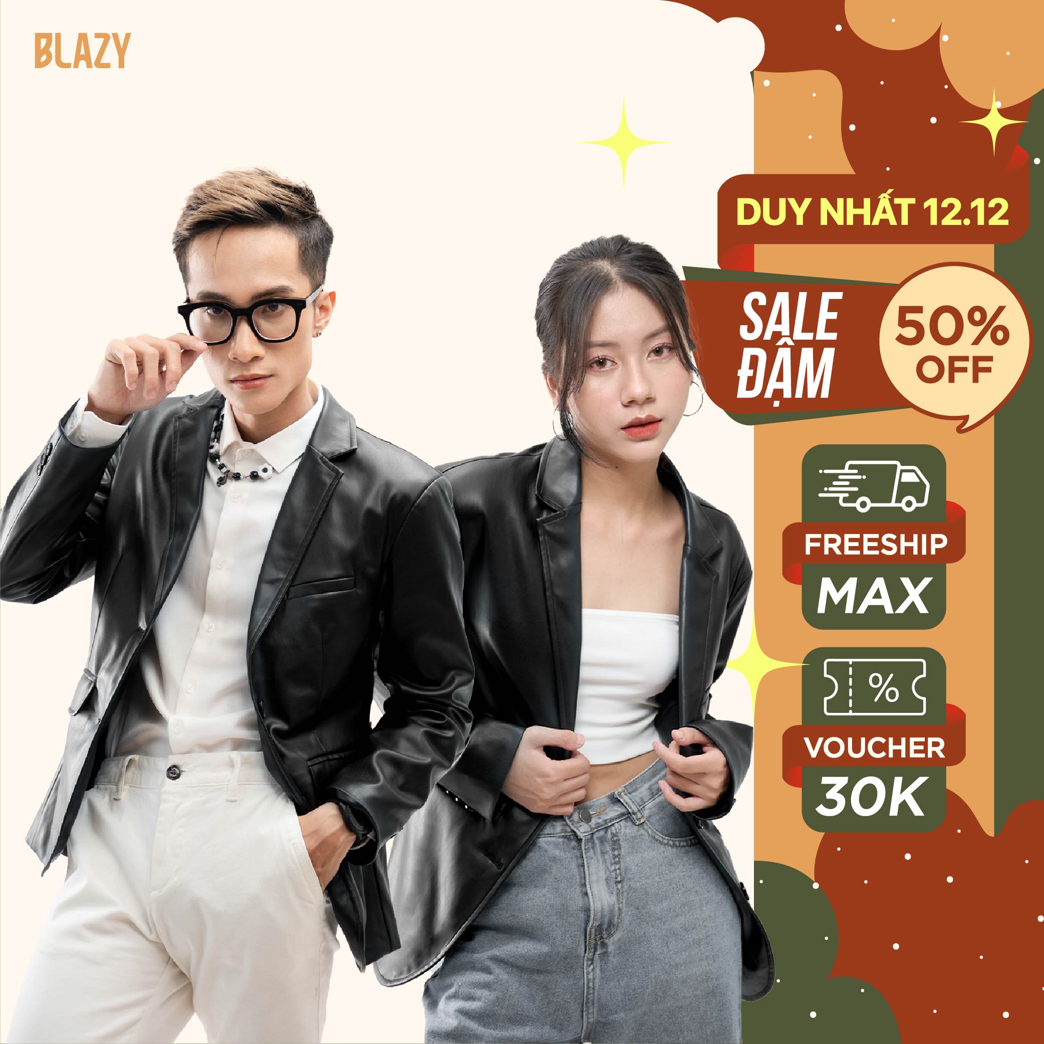 Áo khoác da blazer nam nữ tay dài blazy - màu đen, thời trang hàn quốc unisex, form tôn dáng 2 lớp