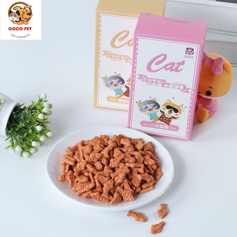 Bánh thưởng/bánh quy catnip hình cá 88g hương vị cá hồi, cá ngừ, cá tuyết siêu ngon cho chó mèo thú cưng
