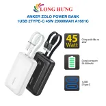 Sạc dự phòng Anker Zolo Power Bank 1USB 2Type-C 45W 20000mAh A1681C - Hàng chính hãng - Sạc nhanh PD 45W, sạc 3 thiết bị cùng lúc, dung lượng 20.000mAh