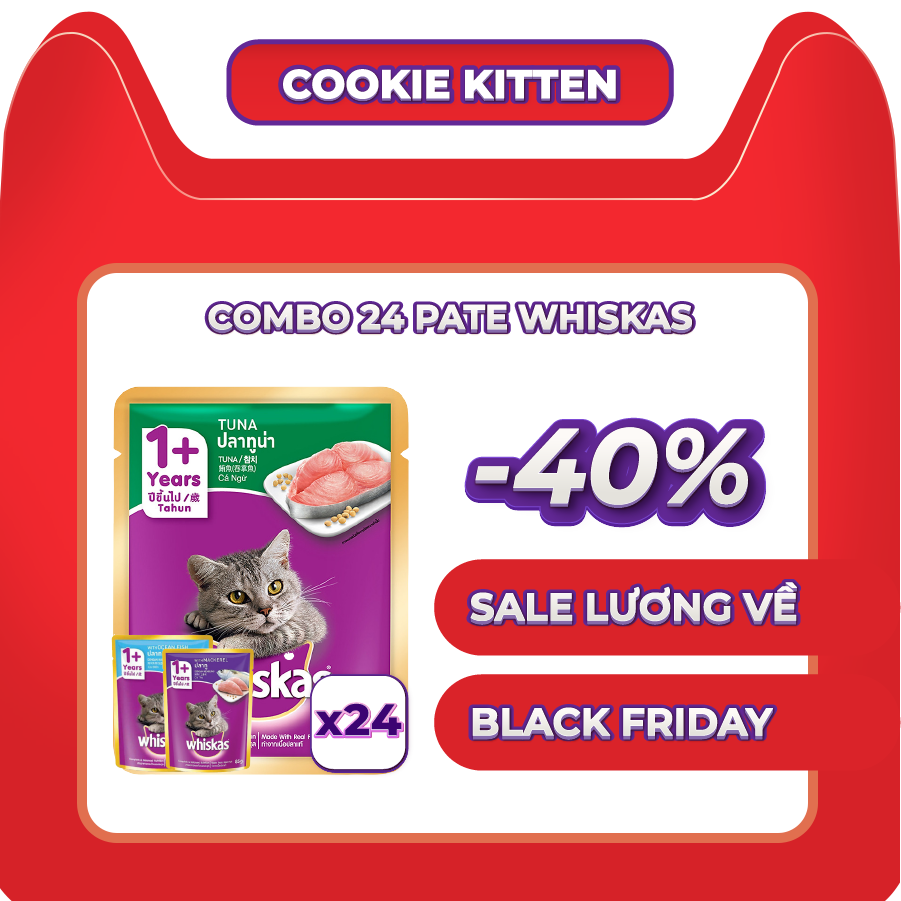 Thùng 24 gói - pate whiskas cho mèo lớn - gói 80g