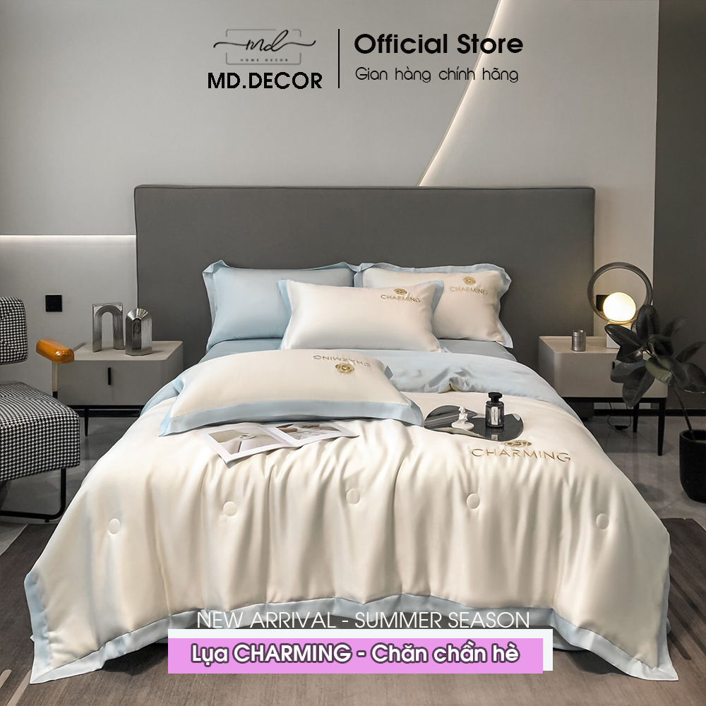 BST Bộ chăn ga gối chần bông Lụa Charming MD.Decor - Bedding nhập khẩu mềm mịn cao cấp nhiều kích thước nệm M6/M8