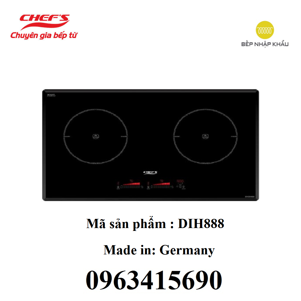 Bếp âm từ đôi Chefs EH-DIH888 - hàng chính hãng, thiết kế đẹp mắt, tinh tế, nhiều tính năng thông minh, giúp nâng cao hiệu quả nấu nướng, tiết kiệm điện năng