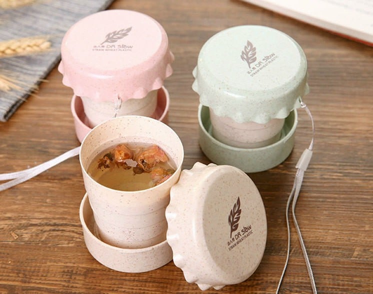Ly cốc uống nước lúa mạch xếp gọn tiện dụng - ly lúa mạch uống nước xếp gọn