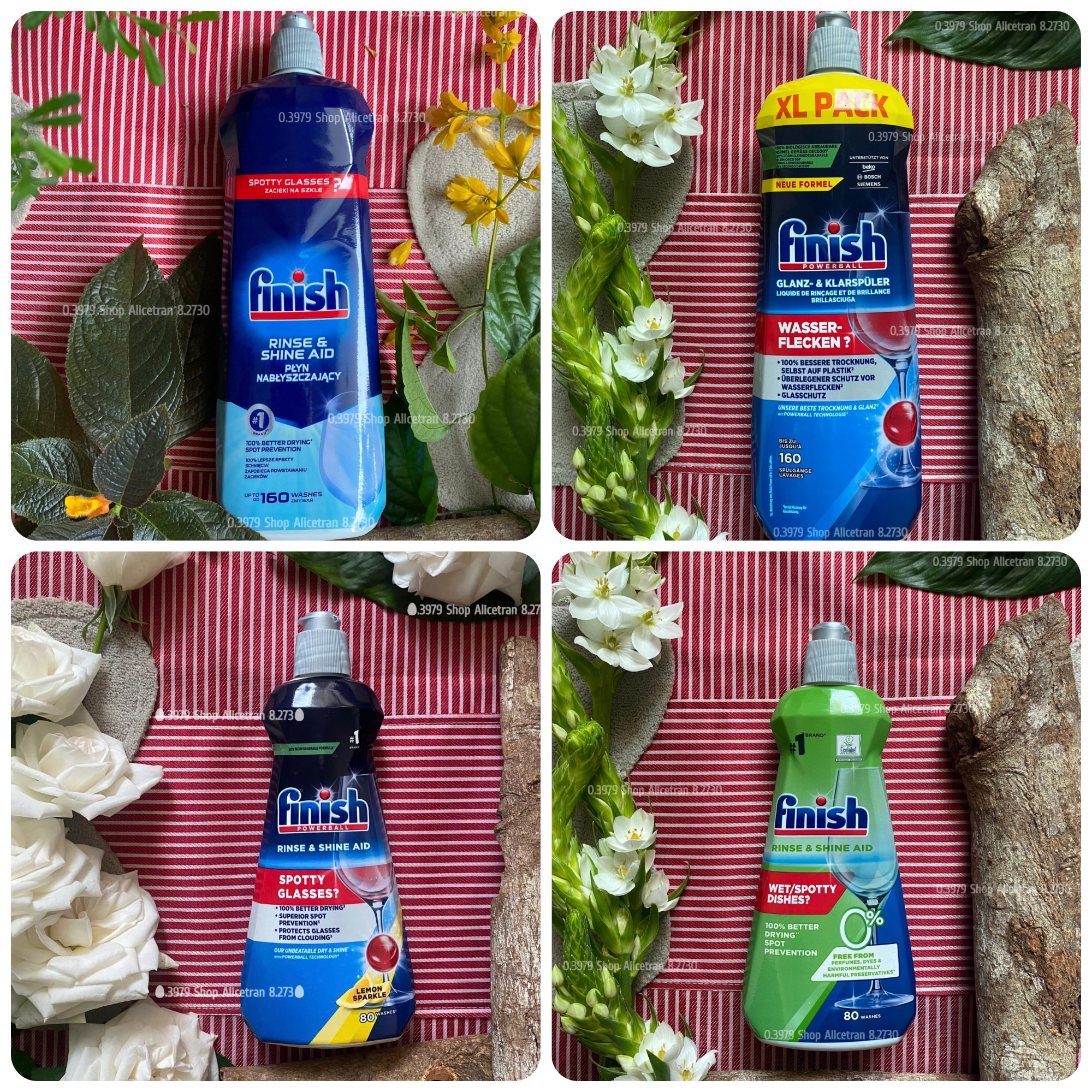 750ml -800ml - 400ml - Eco 0% 400ml Nước bóng Finish Klarspüler -  Chất trợ xả dùng cho máy rửa chén bát  / Finish Rinse Aid