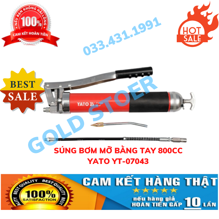 Súng bơm mỡ bằng tay 800cc yato yt-07043 đồ nghề yato balan