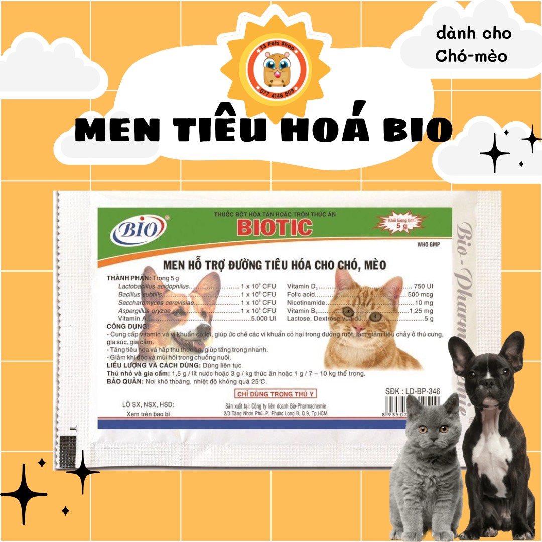 Men hỗ trợ đường tiêu hóa cho chó mèo Bio- tic 5g