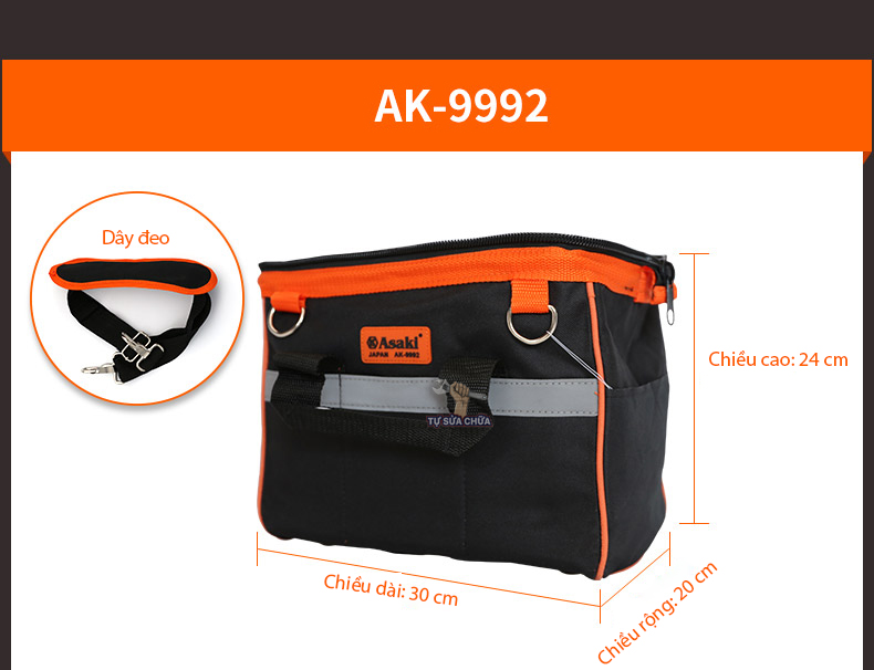 Túi đựng đồ nghề đa năng ASKI đủ loại chất lượng cao, chất liệu vải sợi siêu bền,  túi đựng dụng cụ sửa chữa chuyên dụng, vải chống thấm, chống đâm thủng, AK-9984, AK-9986, AK-9987, AK-9988, AK-9989, AK-9991, AK-9992,AK-9993