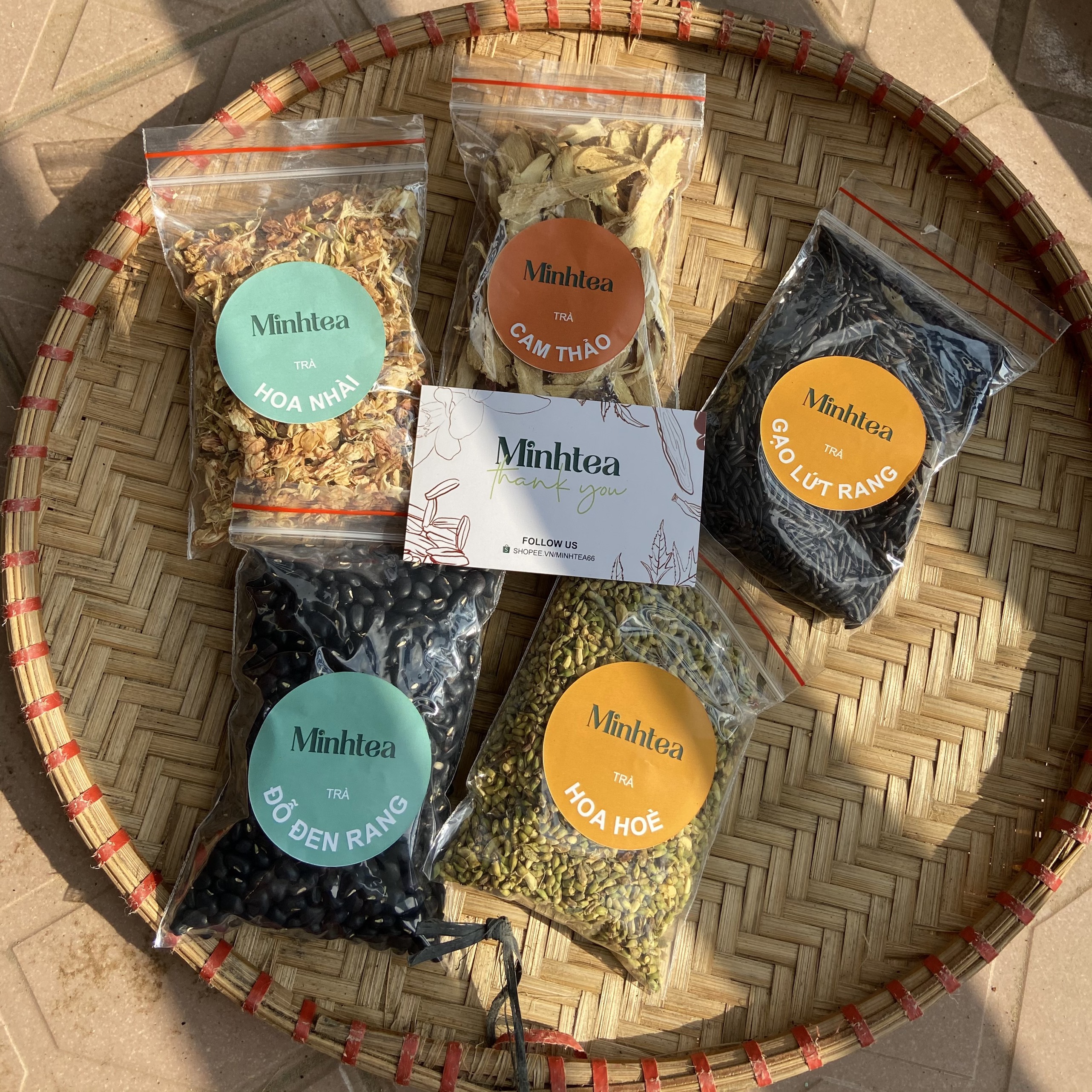 Trà gạo lứt đỗ đen cam thảo hoa nhài hoa hoè cỏ ngọt tâm sen khô túi lẻ đồng giá 12k