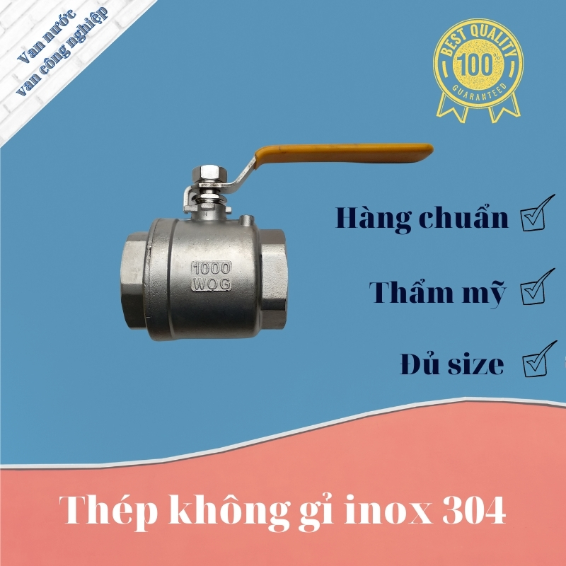 van bi inox 304 phi 60 van nước tay gạt chất liệu bằng thép không gỉ