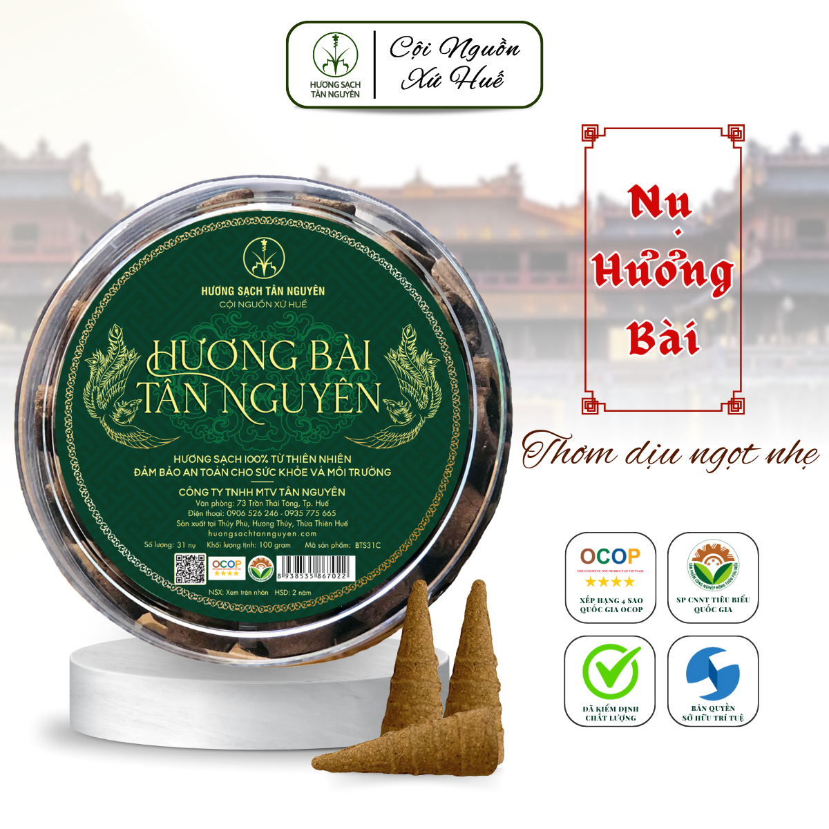 Nhang xông phong thủy, hương bài Tân Nguyên, nhang thơm cao cấp, hương dịu nhẹ thoang thoảng
