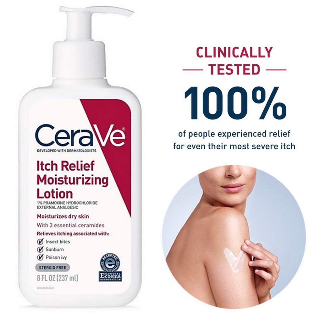 Kem dưỡng ẩm CeraVe Sữa dưỡng thể làm dịu ngứa da chàm da CeraVe Itch Relief Facial Moisturizing Lotion 237ml
