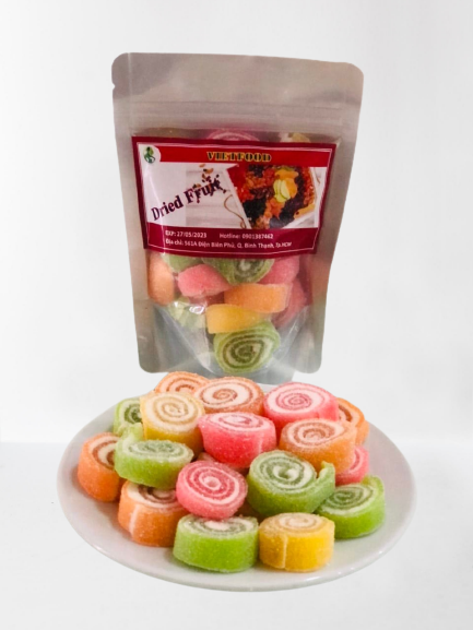Bịch 200g kẹo dẻo xoắn trái cây thập cẩm vietfood - loại i không chảy nước