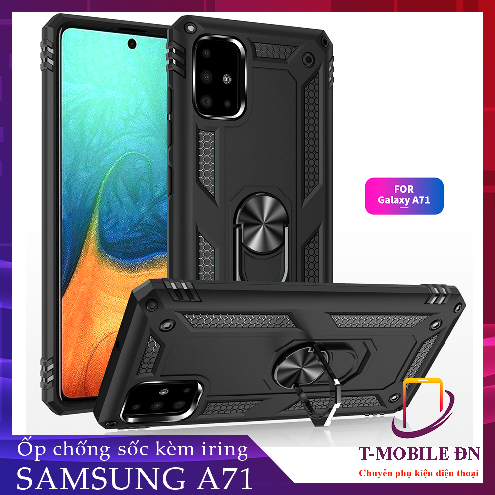 Ốp lưng Samsung A71 chống sốc 2 lớp kèm nhẫn iring làm giá đỡ bảo vệ máy toàn diện chuẩn châu âu