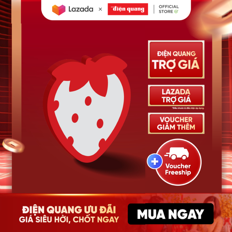 Đèn ngủ cảm biến LED Điện Quang ĐQ LNL01 WW (Cảm biến quang, hình trái dâu, ánh sáng vàng)