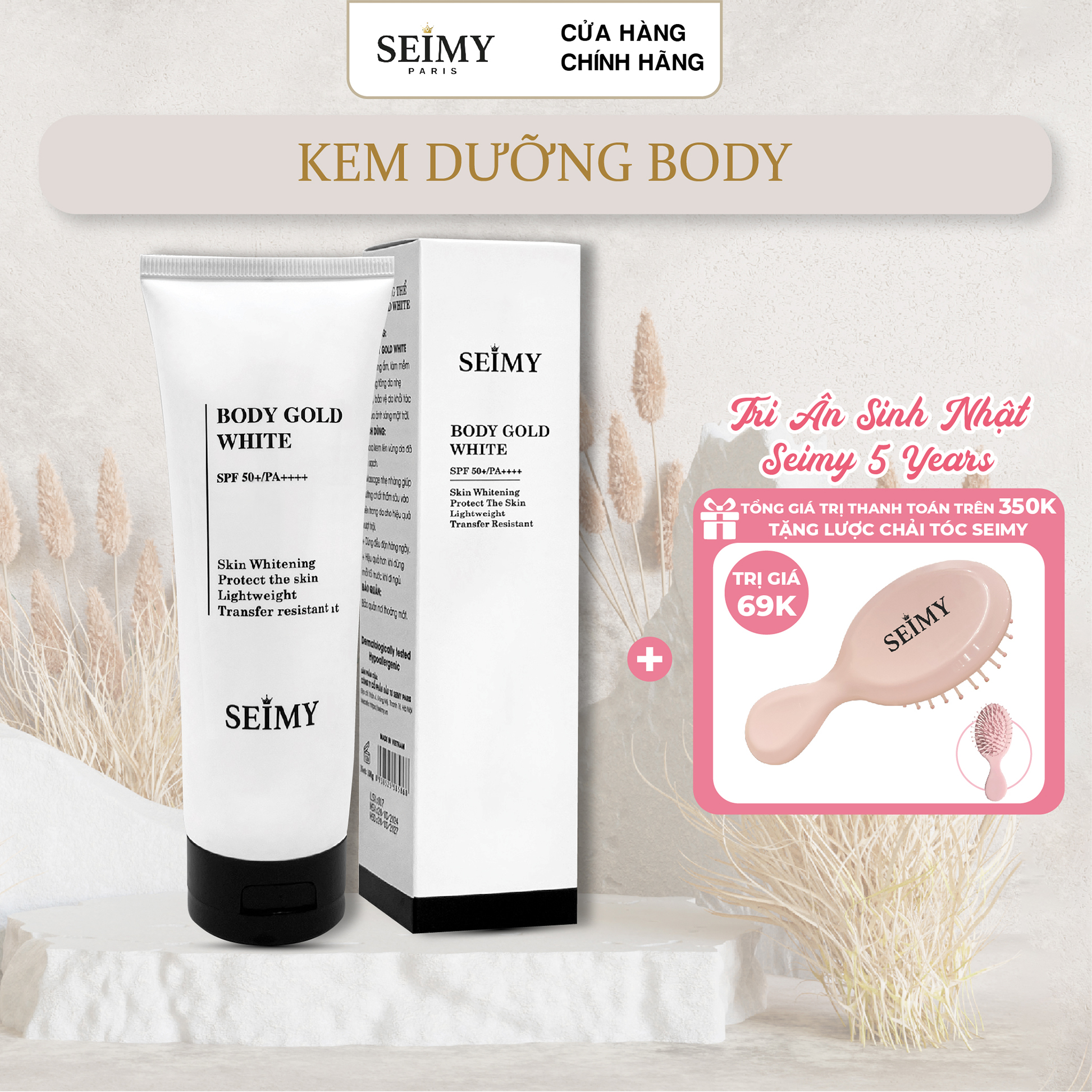 Kem body dưỡng trắng da BODY GOLD WHITE SEIMY - Kem dưỡng dành cho mọi loại da cam kết bật tông ngay khi sử dụng