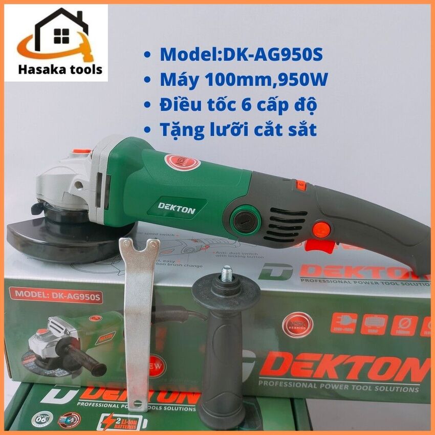 Máy cắt cầm tay có chỉnh tốc độ Dekton DK-AG950S 950W,công tắc bóp ,lưỡi cắt 100mm,máy mài góc