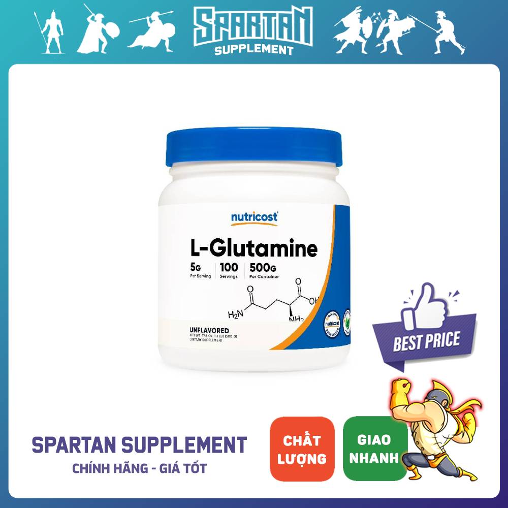 Nutricost L-Glutamine Powder – Phục Hồi Nhanh Sau Buổi Tập Nặng, 500g