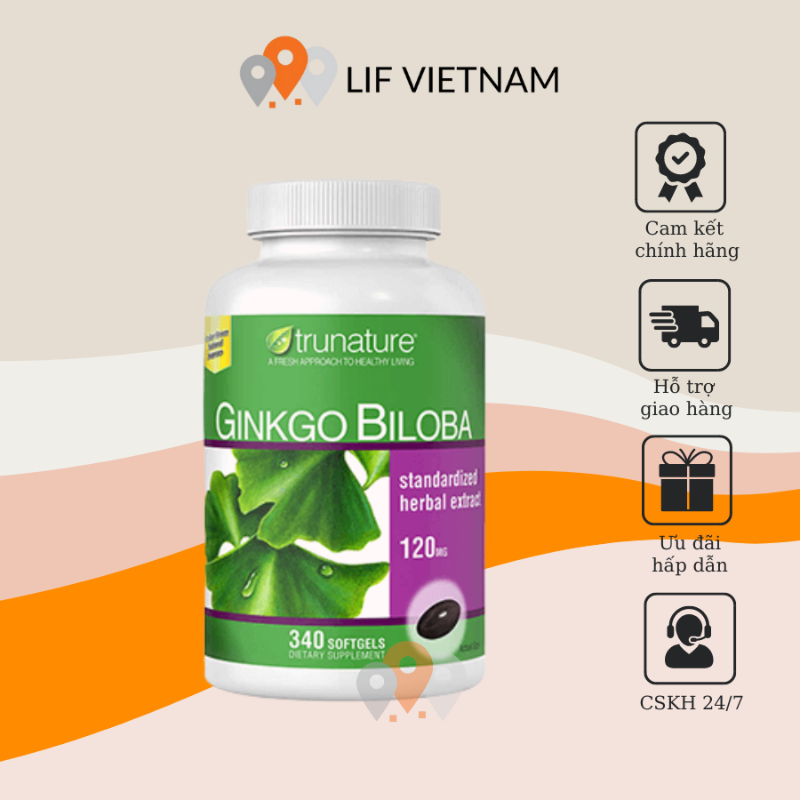 Viên Uống Bổ Não Ginkgo Biloba 120mg 340 viên Hỗ Trợ Não Và Trí Nhớ Chính Hãng Mỹ USA