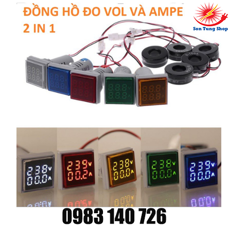Ampe kế kỹ thuật số 110v 220v ac hình vuông đo điện áp 50-500v 0-100a