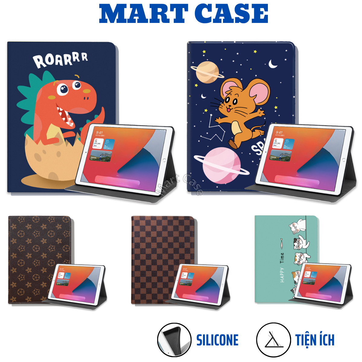 Ốp ipad Silicon hình Mèo Happy cute ốp ipad Air 1/2/3/4/5/6 Gen 5/6/7/8/9/10 Pro 11/9.7/10.5 Mni 1/2/3/4/5/6 - MART CASE