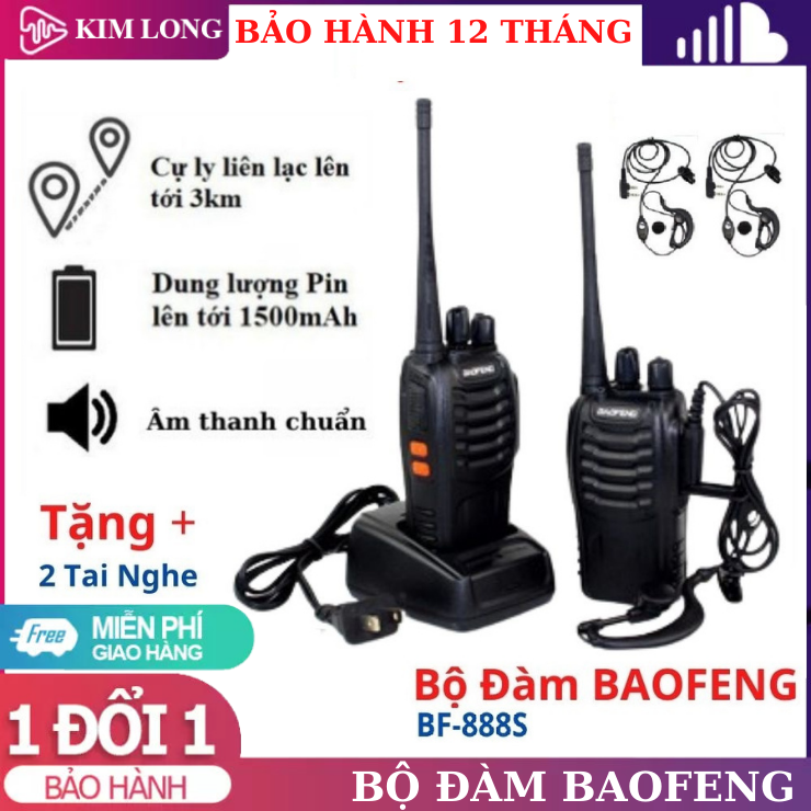 TẶNG KÈM TAI NGHE-Bộ 2 bộ đàm Baofeng BF888S,dễ dàng nói chuyện,âm thanh siêu rõ
