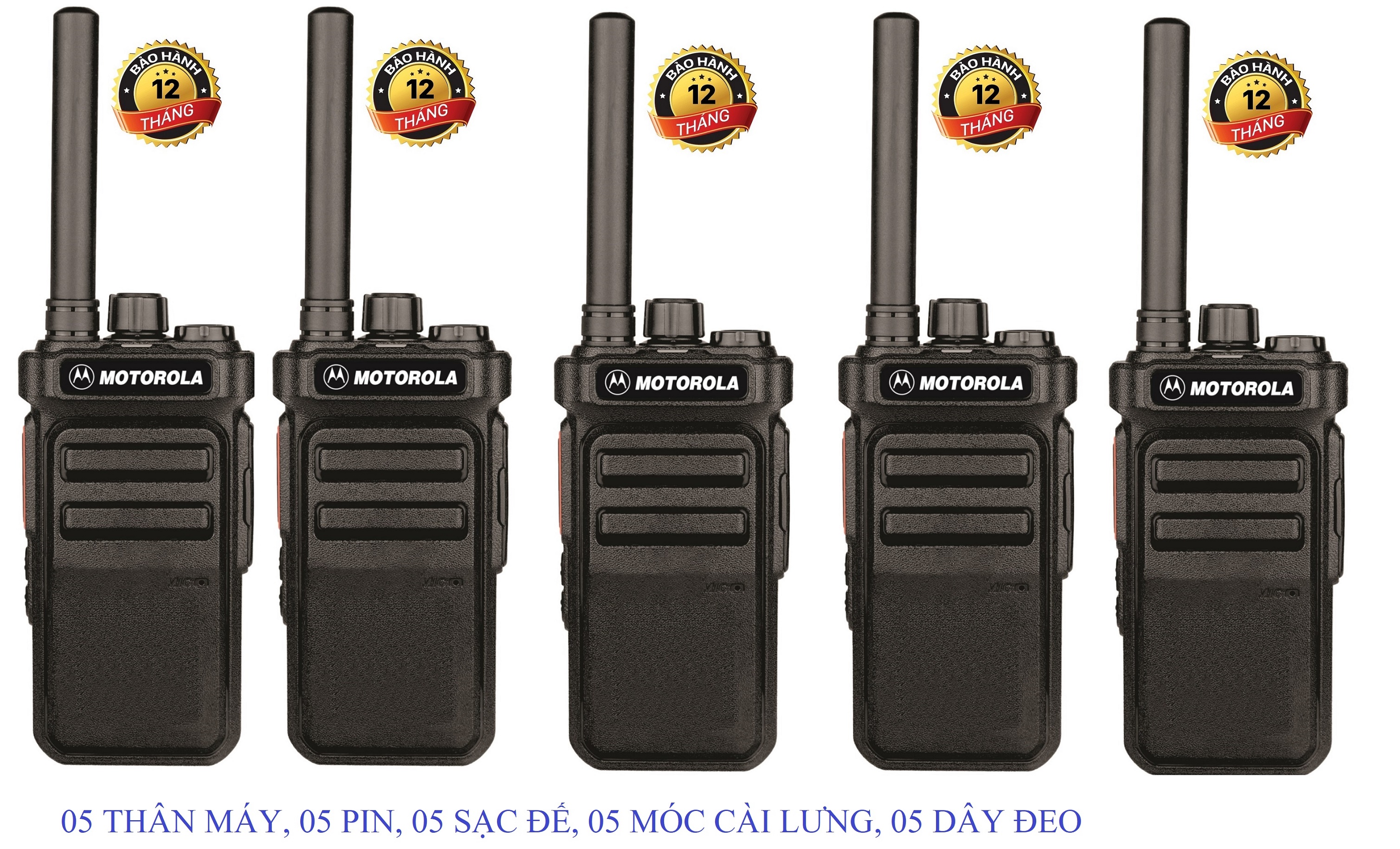 Bộ 5 Bộ đàm Motorola CP988 (Nhỏ gọn, bền bỉ âm thanh trong, 2 chế độ sạc, Pin dung lượng cao sử dụng lớn hơn18 tiếng, siêu bền, cự ly liên lạc xa)