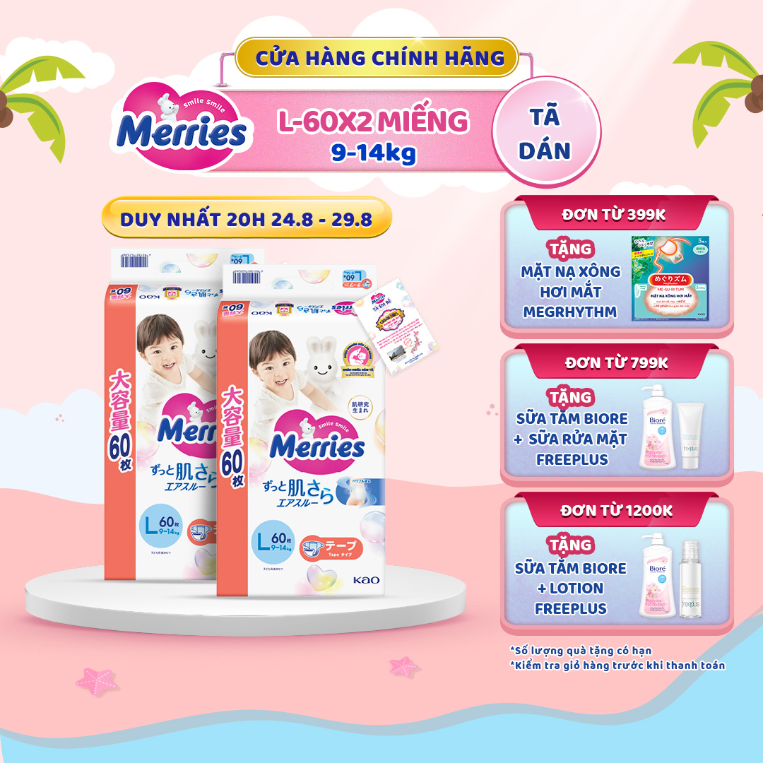 Combo 2 tã/bỉm dán merries jumbo đủ size m70/l60