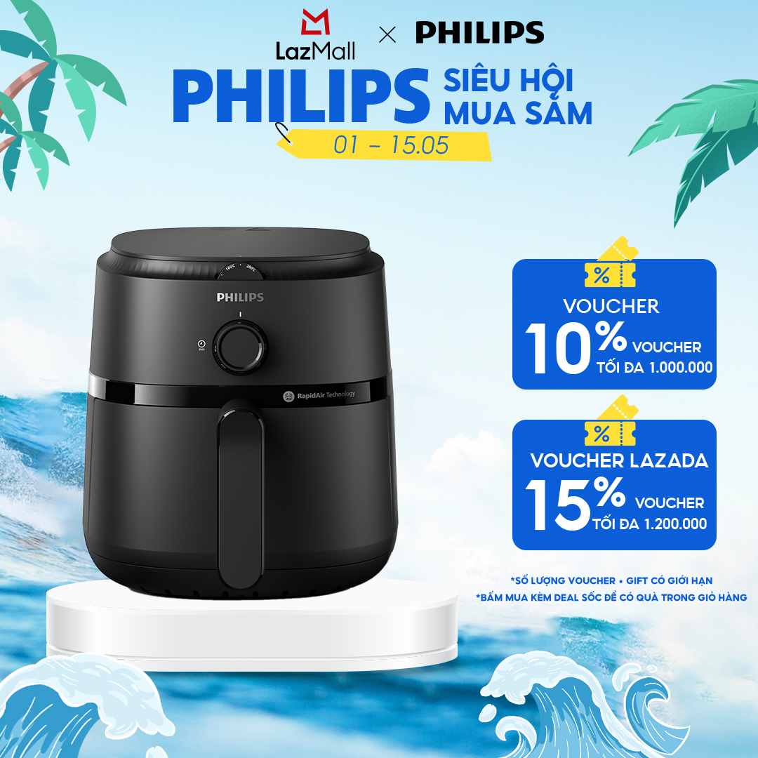 Nồi Chiên Không Dầu Philips NA120/00  12 trong 1 |4.2L |RapidAir Chín đều không lật trở - BH 2 năm - Hàng Phân Phối Chính Hãng