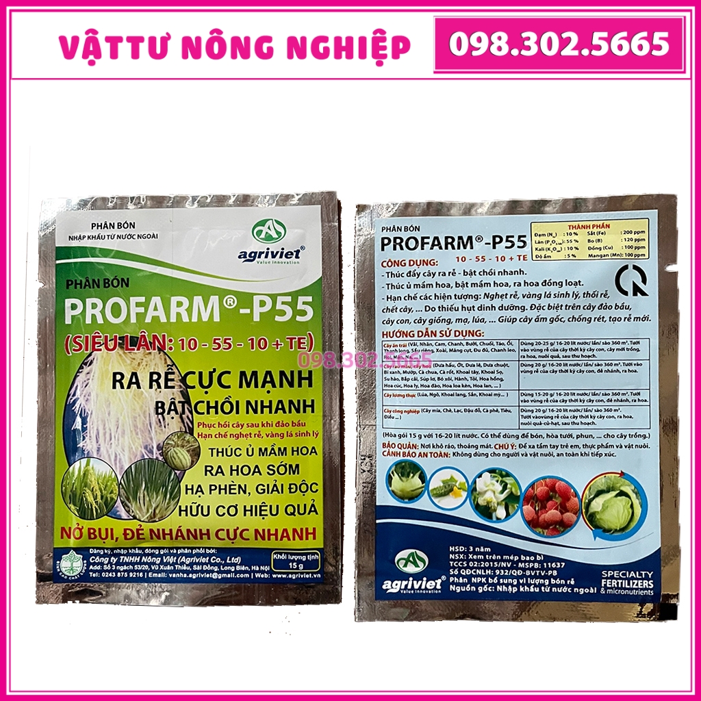 10 gói Siêu lân xanh Profarm P55 kích rễ cực nhanh siêu mạnh