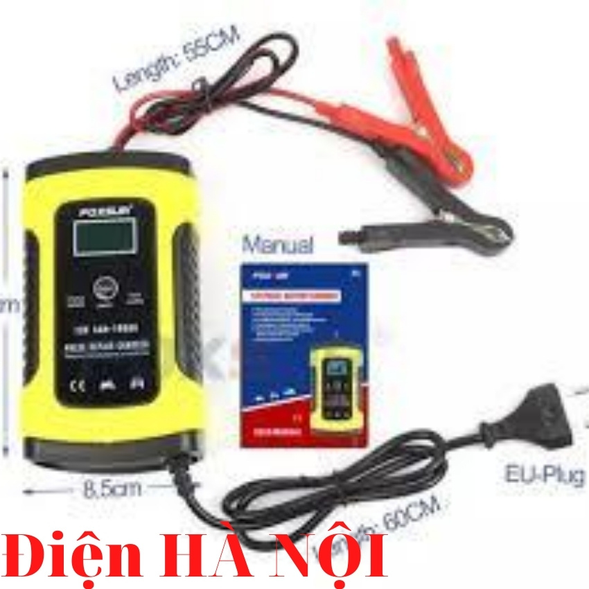 Sạc bình ắc quy 12V 100Ah Foxsur Kèm chức năng khử sunfat phục hồi bình, sạc được cả bình khô và nước thông minh tự ngắt khi đầy(Cam) bộ sạc pin ắc quy, kich dien 12v