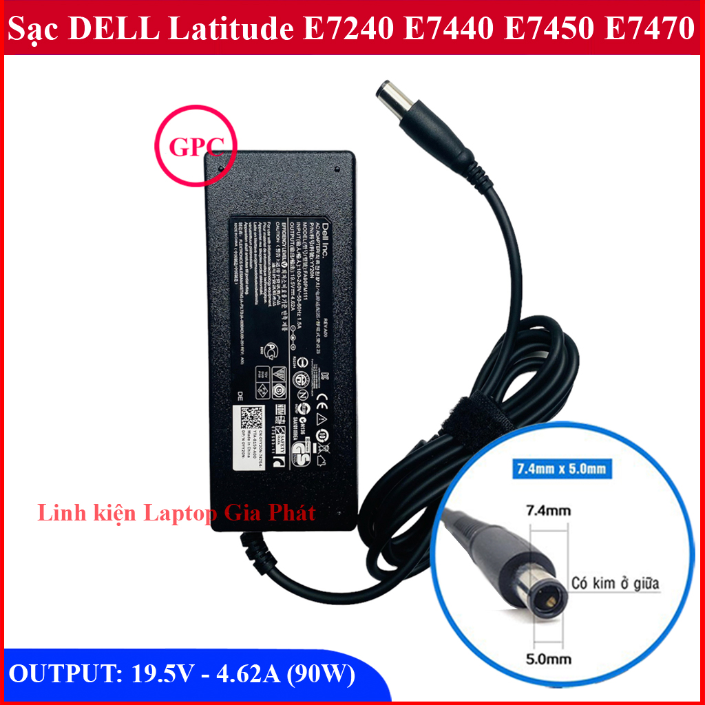 Sạc laptop dell latitude e7240 e7440 e7450 e7470 chân kim to đường kính đầu sạc 7.4mm