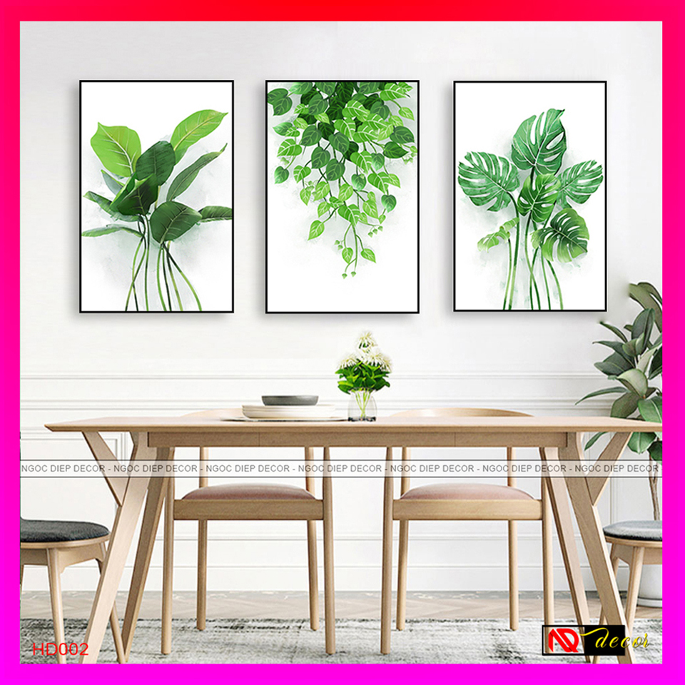 Tranh dán tường  3 bức phong cách hiện đại, tranh in sắc nét rực rỡ, kích thước 30x45x3