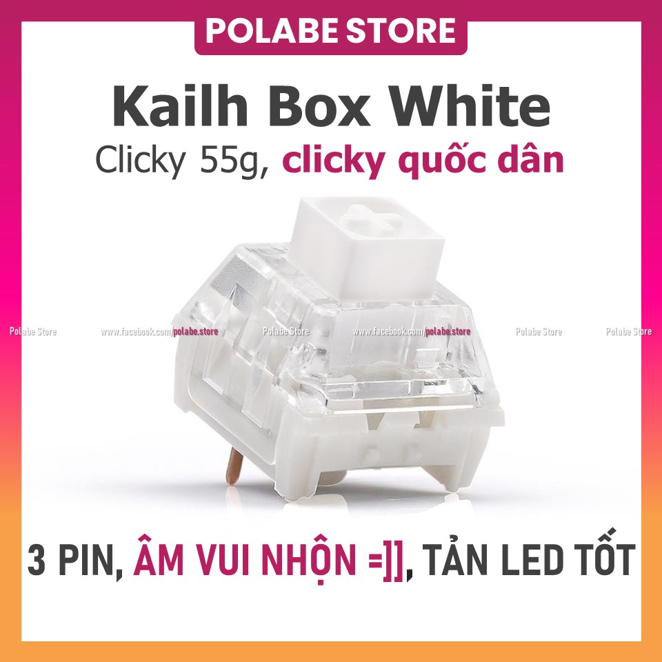 Công tắc Kailh Box White clicky switch bàn phím cơ Click Bar Kailh switch - Polabe Store