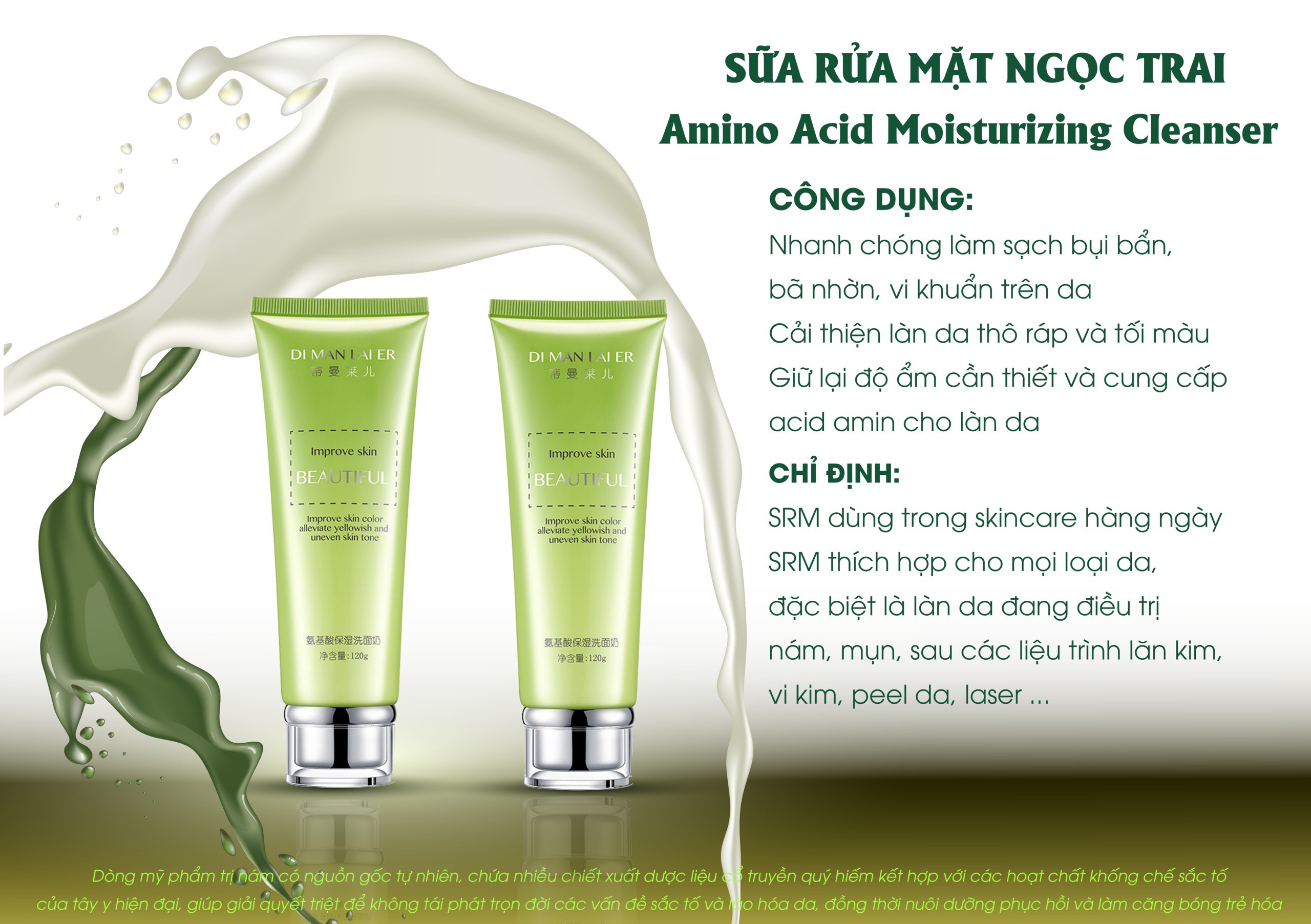 Sữa rửa mặt amino acid moisturizing cleanser dimanlaier hồng kong